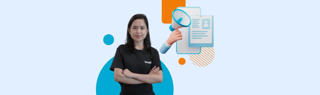nna, Recruitment Director at LevelUp, standing confidently with folded arms