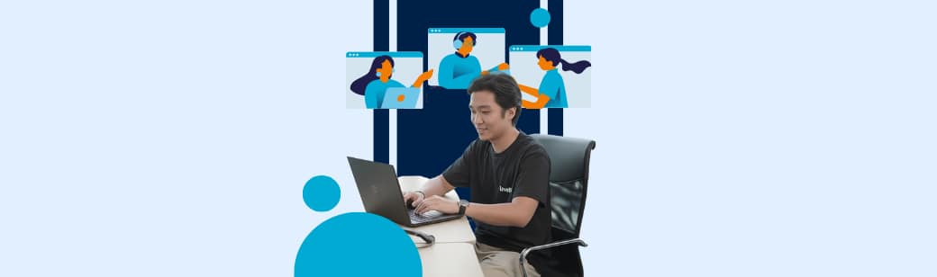 Offshore staff member from LevelUp working on a laptop for back office outsourcing.