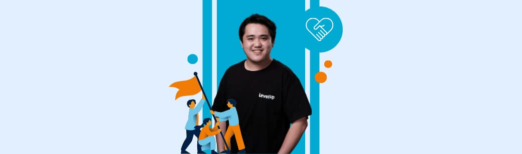 Portrait of John Carlo Pattaguan, IT Operations Admin, wearing a LevelUp shirt