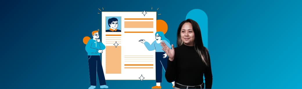 A LevelUp professional with recruitment-themed graphics, representing offshore hiring for agencies