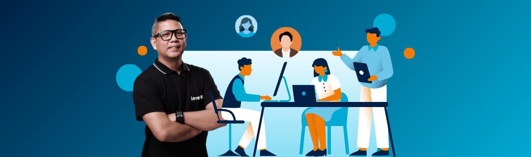 Hiring manager standing beside a recruitment team illustration, representing how unclear role expectations can lead to hiring mismatches.