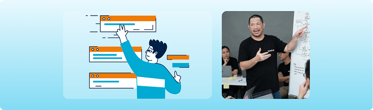 Business leader explaining strategy and turning it into operational goals for the team