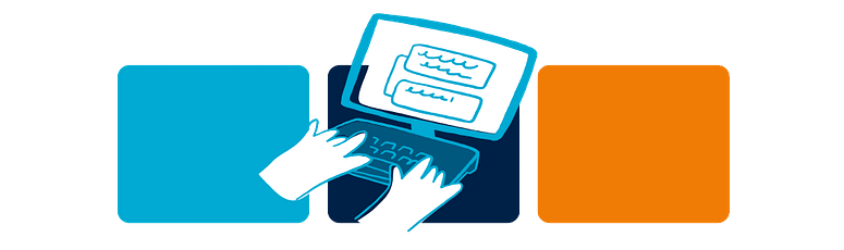 Illustration of hands typing on a laptop with AI code display, symbolizing AI’s role in web development