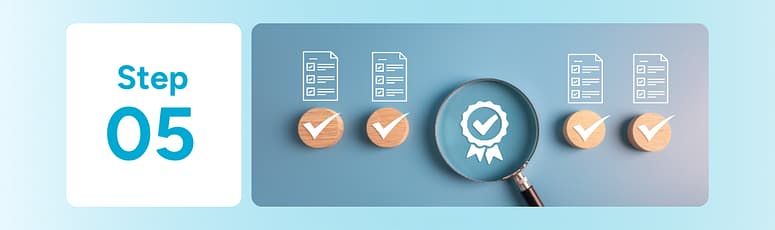 Magnifying glass inspecting checklist icons for quality.