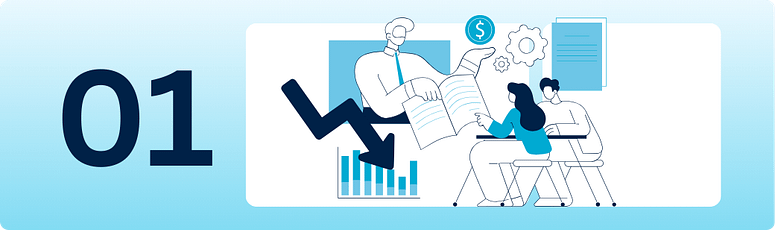 Illustration of a team reviewing work quality and costs in offshore hiring