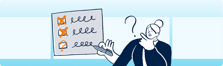 Illustration of a business owner confused about missed tasks and unclear outcomes