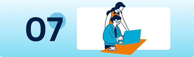 You can start with one role Illustration of two professionals working together at a laptop, representing starting offshore hiring with one clearly defined role.