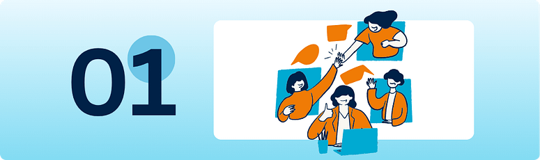 English is strong enough for day to day work Illustration of a remote team communicating and celebrating, representing strong English communication for offshore work in the Philippines.