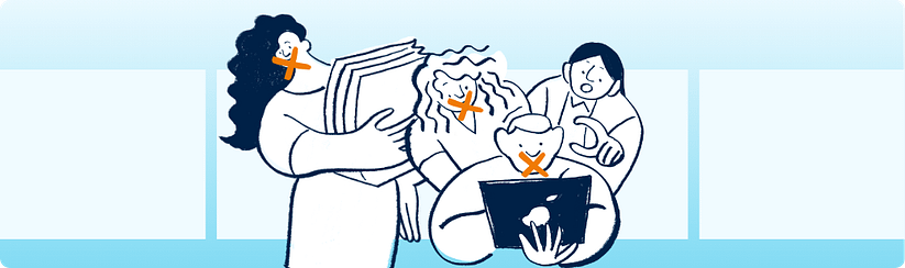 Illustration showing repeated staff turnover disrupting workflow and continuity in offshore teams.