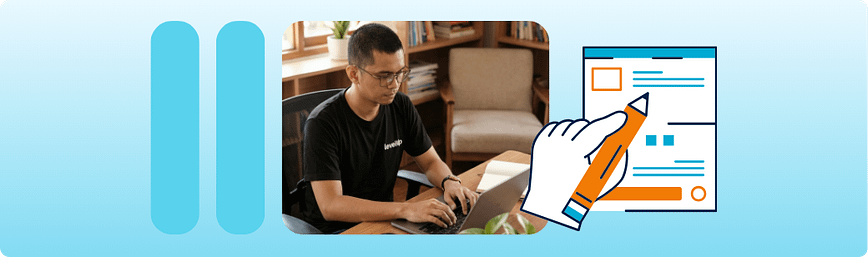 Start with what the JD leaves out Team member working at a laptop beside a job description graphic, representing the details a JD leaves out in remote hiring