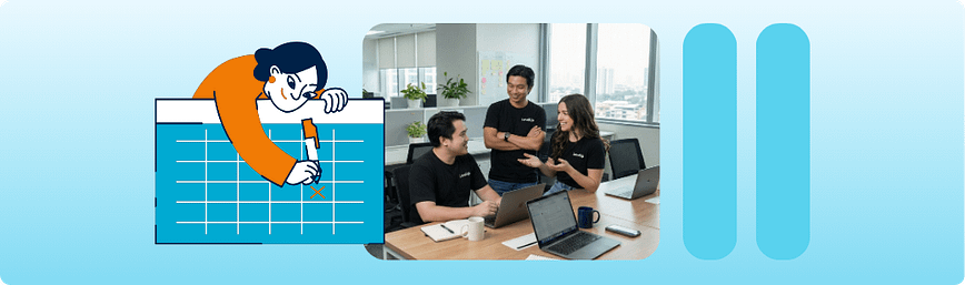 What better setup changes in the first 90 days New hire onboarding scene with team members, calendar graphic, and laptops, representing how better role setup improves the first 90 days