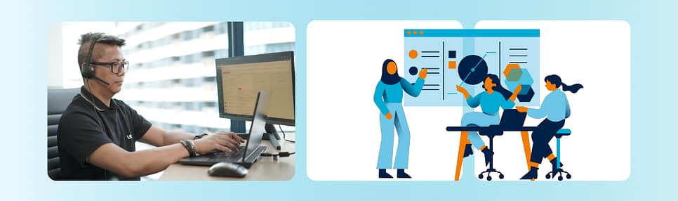 LevelUp support staff working at a computer