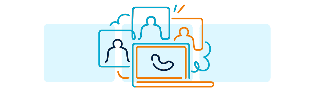 Building a Remote Creative Team Abstract line art of people connected through a laptop screen, representing collaboration between distributed team members in an offshore or remote team setup.