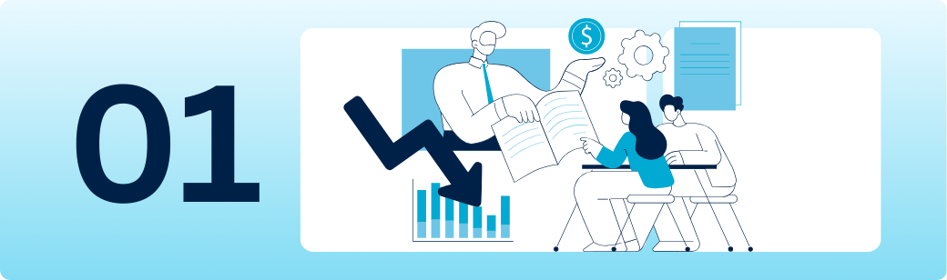 Low cost does not mean low quality in offshore hiring Illustration of a team reviewing work quality and costs in offshore hiring