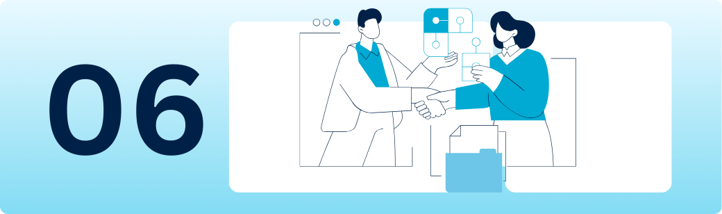 Differences between outsourcing providers Illustration of two businesses shaking hands, representing different outsourcing provider models
