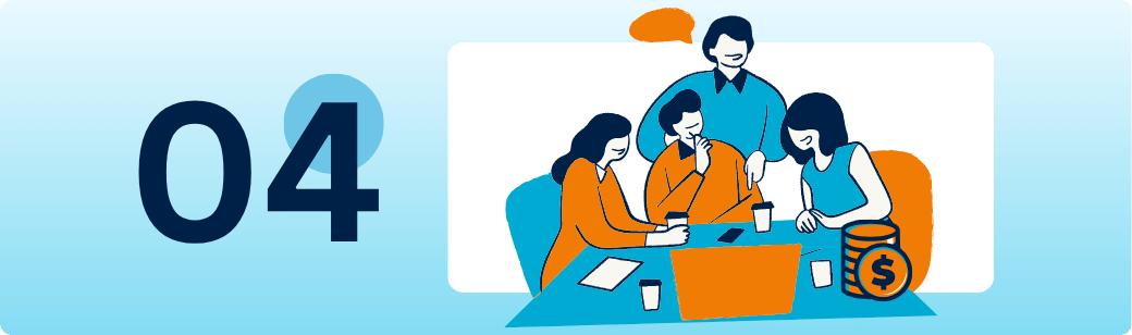 The cost savings are real, but clients stay for more than that Illustration of a team reviewing work beside stacked coins, representing cost savings and long-term value in outsourcing to the Philippines.