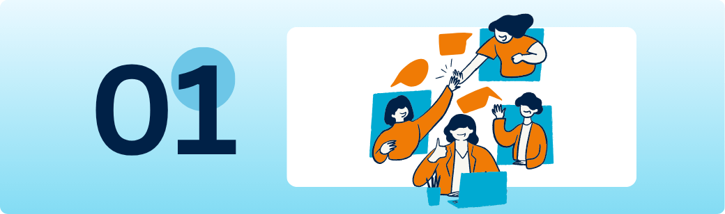 English is strong enough for day to day work Illustration of a remote team communicating and celebrating, representing strong English communication for offshore work in the Philippines.