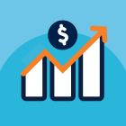 Sales growth icon representing offshore sales and lead generation professionals.