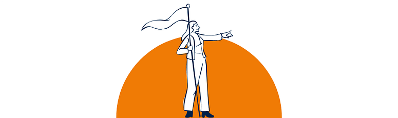 Finding the right direction Confident team lead pointing forward