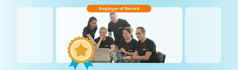 LevelUp team reviewing documents together while handling employment requirements under an Employer of Record model.